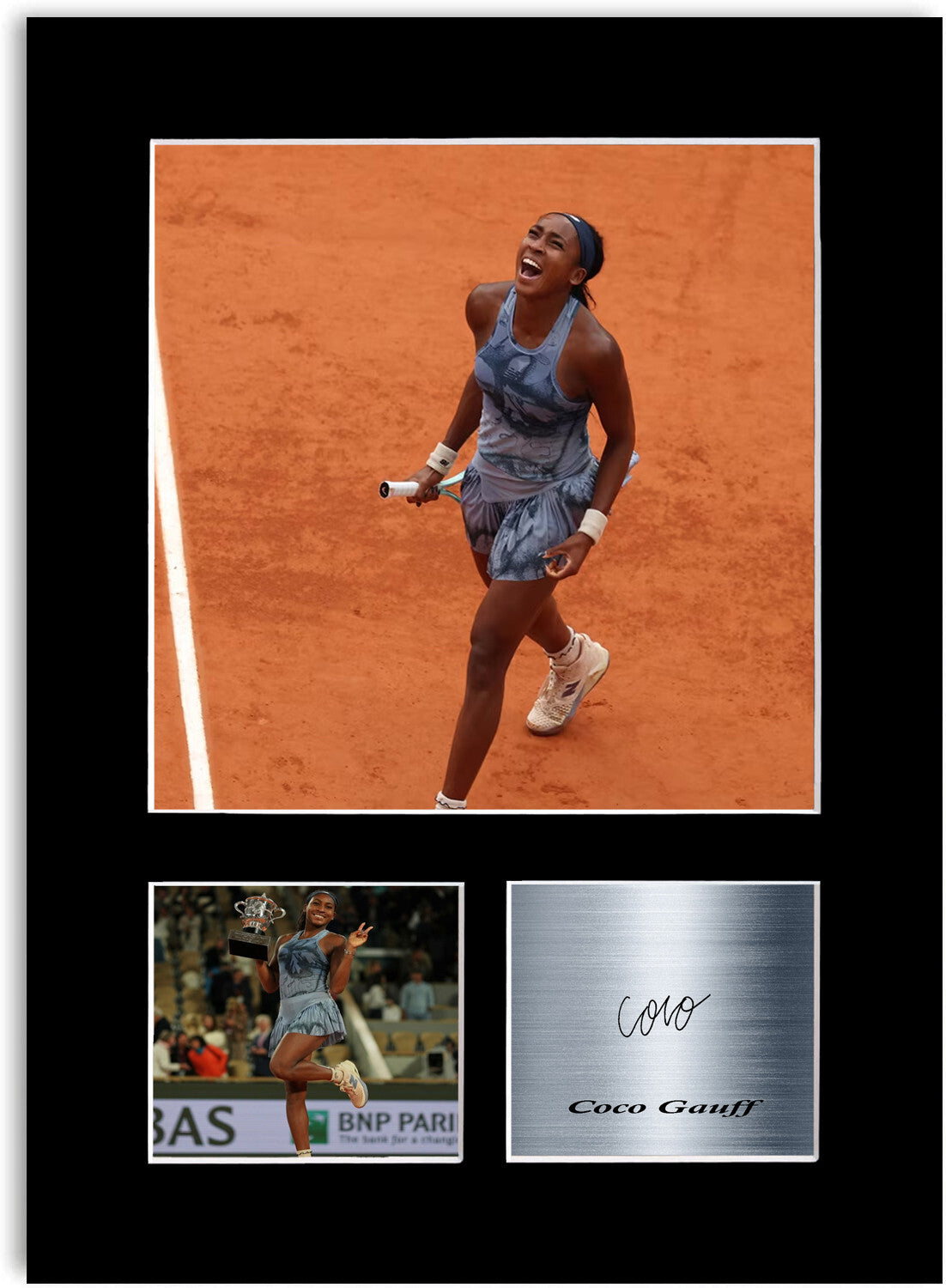 Coco Gauff Tennis Player 2025 mounted display by LJW Prints
