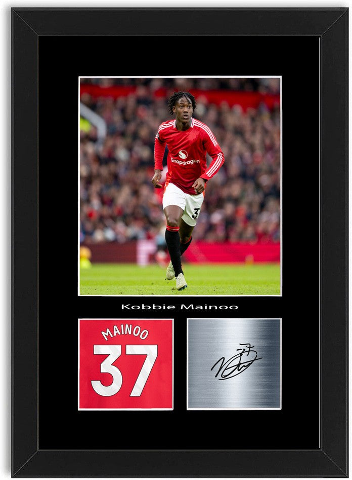 Kobbie Mainoo Football Player Poster Signed Print Photo A4 Wall Art Framed