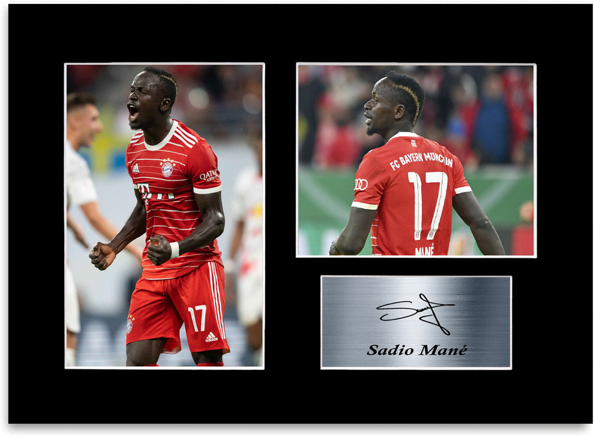 Sadio Mané Bayern München Player A4 Signed Photo Display Poster Mount Gift