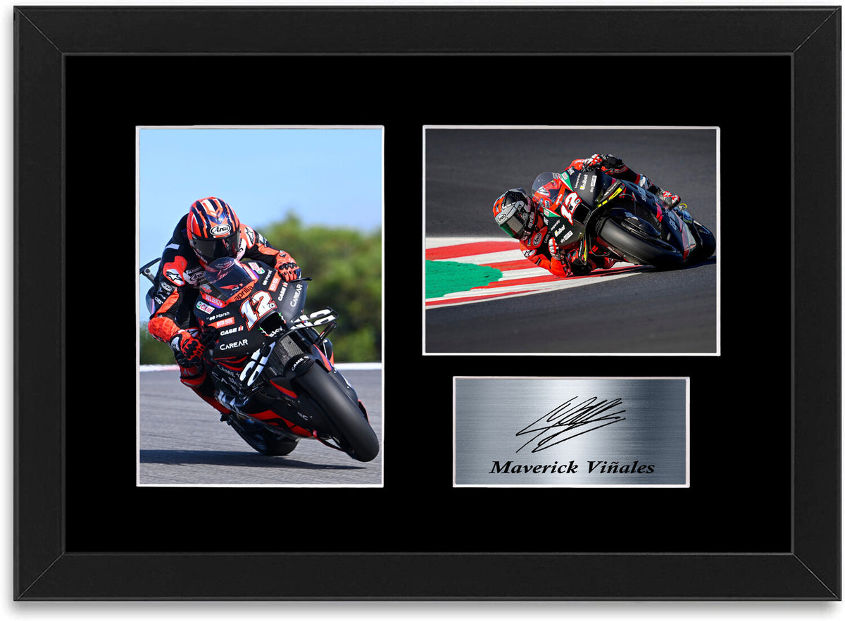 Maverick Vinales Motorcycle Racer mounted display by LJW Prints