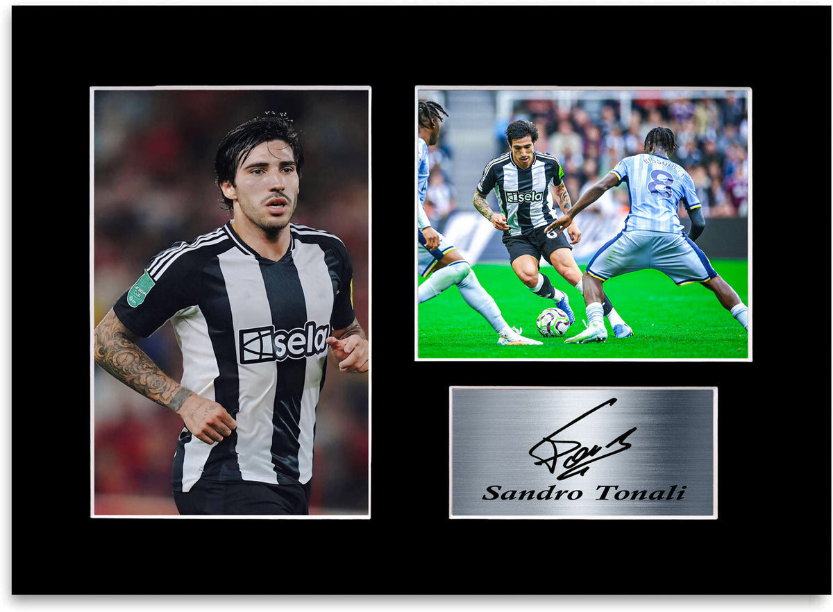 Sandro Tonali Newcastle Football Player mounted display by LJW Prints
