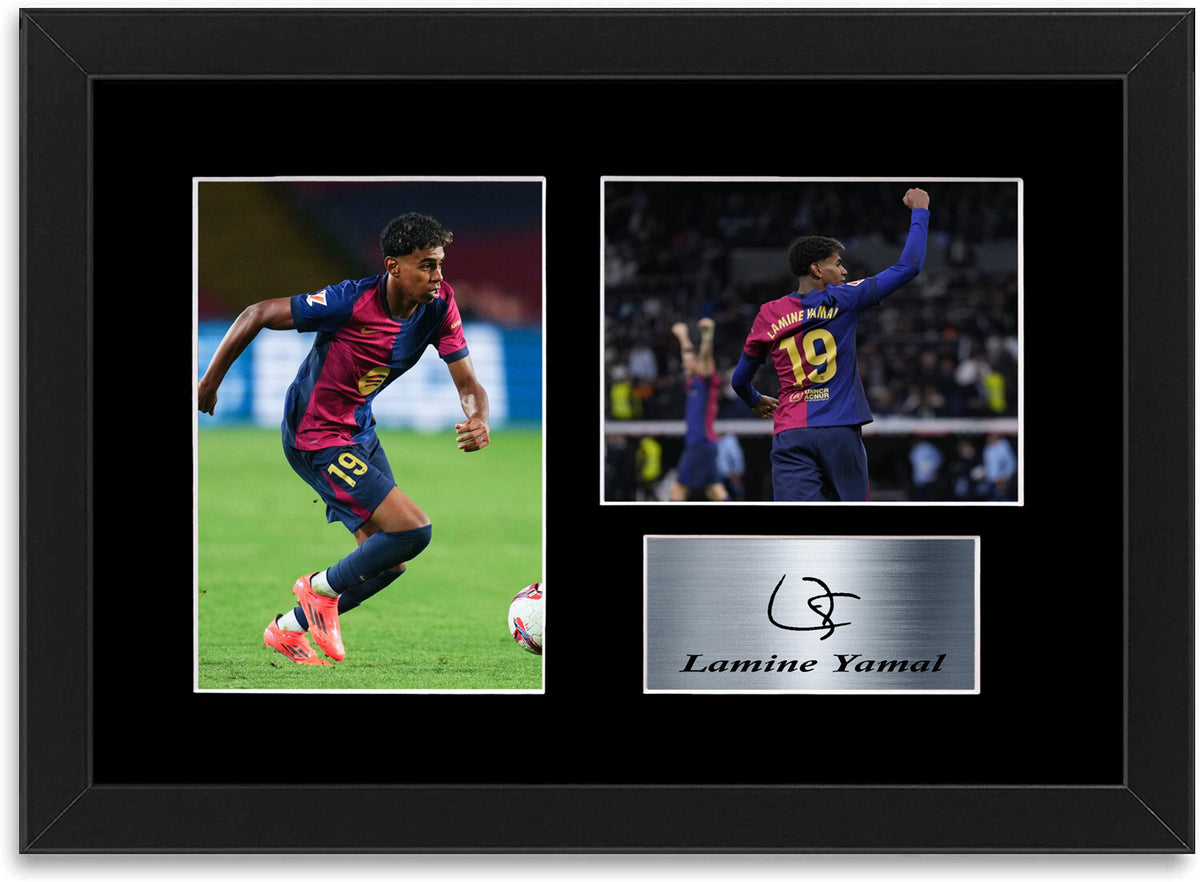 Lamine Yamal Spain Barcelona 2024 Football Player framed print by LJW Prints