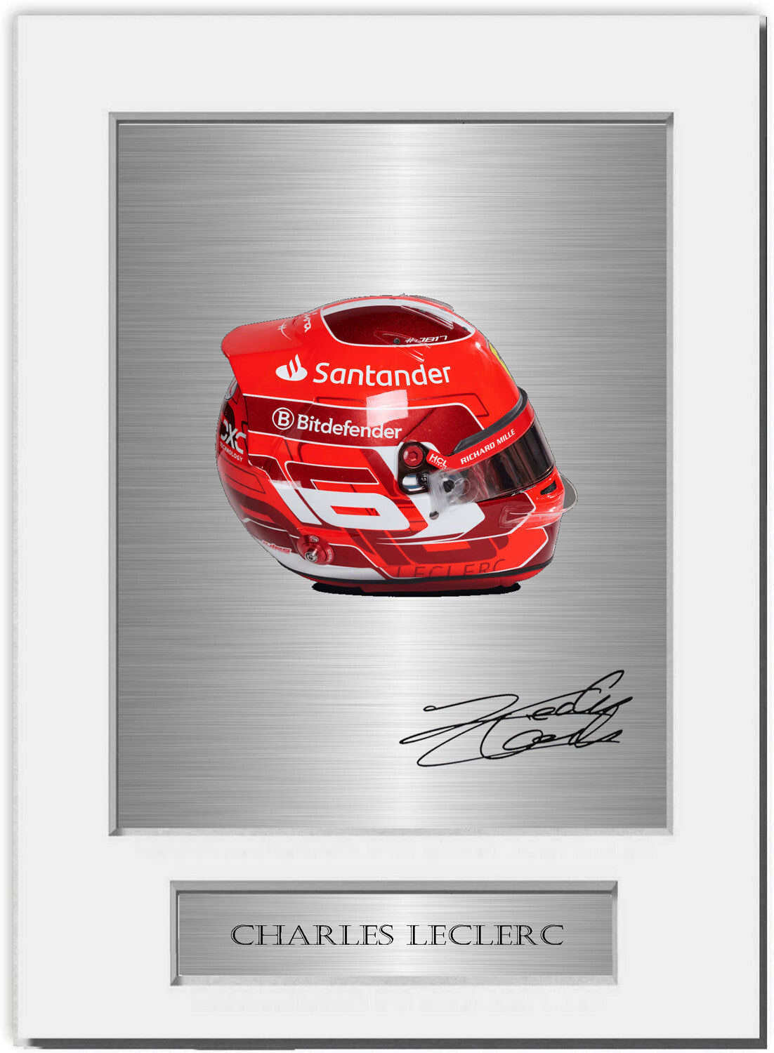 Charles Leclerc Ferrari Driver 2024 Helmet mounted display by LJW Prints