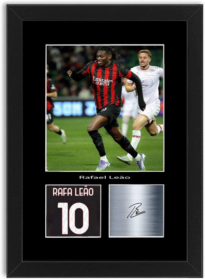 Rafael Leao Football Player Poster Signed Print Photo A4 Wall Art Framed