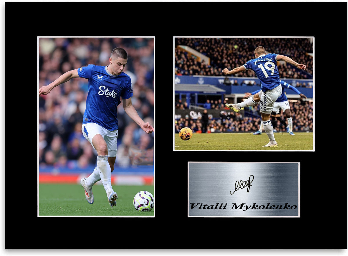 Vitalii Mykolenko Everton Player framed print by LJW Prints