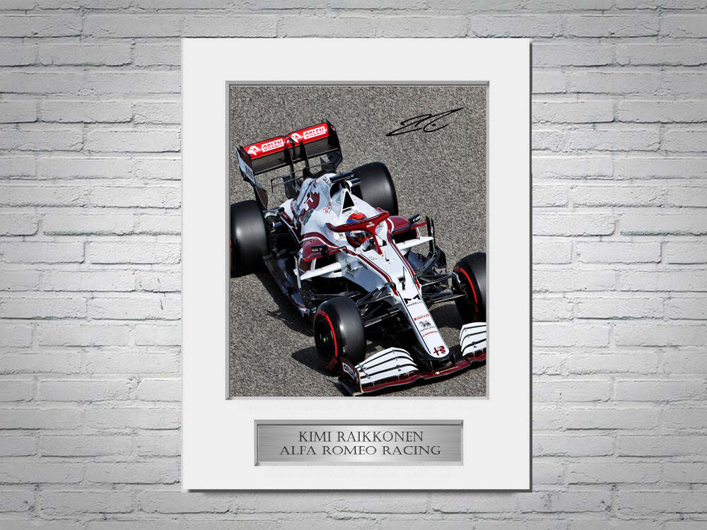 Kimi Raikkonen Alfa Romeo Racing F1 2021 Signed Photo Display Mount A4 