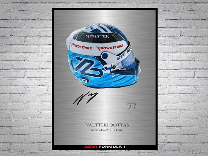 Valtteri Bottas Formula 1 2021 Helmet Signed Poster A4