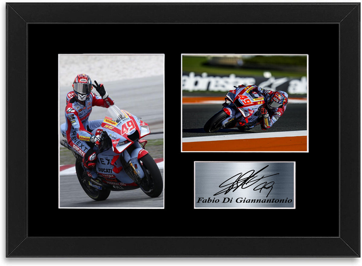 Fabio Di Giannantonio Motorcycle Racer Poster Signed Photo Display Mount A4