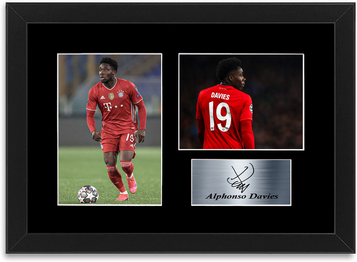 Alphonso Davies Bayern München Player A4 Signed Photo Display Poster Framed