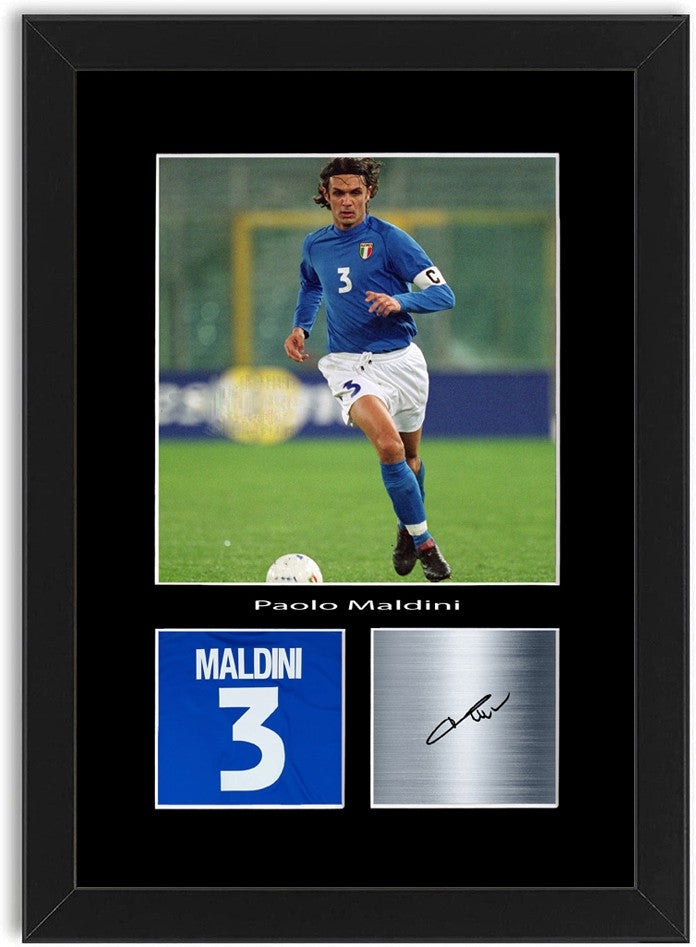 Paolo Maldini Italy Football Player Poster Signed Print Photo Wall Art Framed