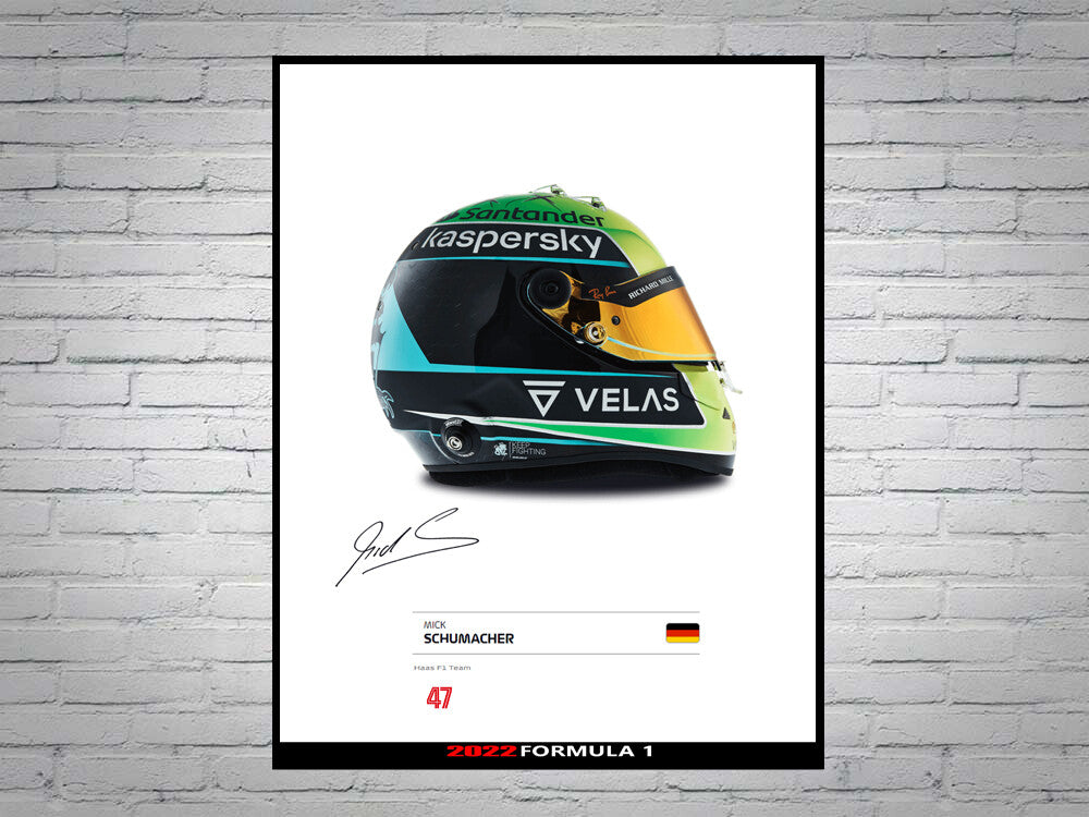 Mick Schumacher Haas F1 Driver Helmet 2022 Signed Photo A4 