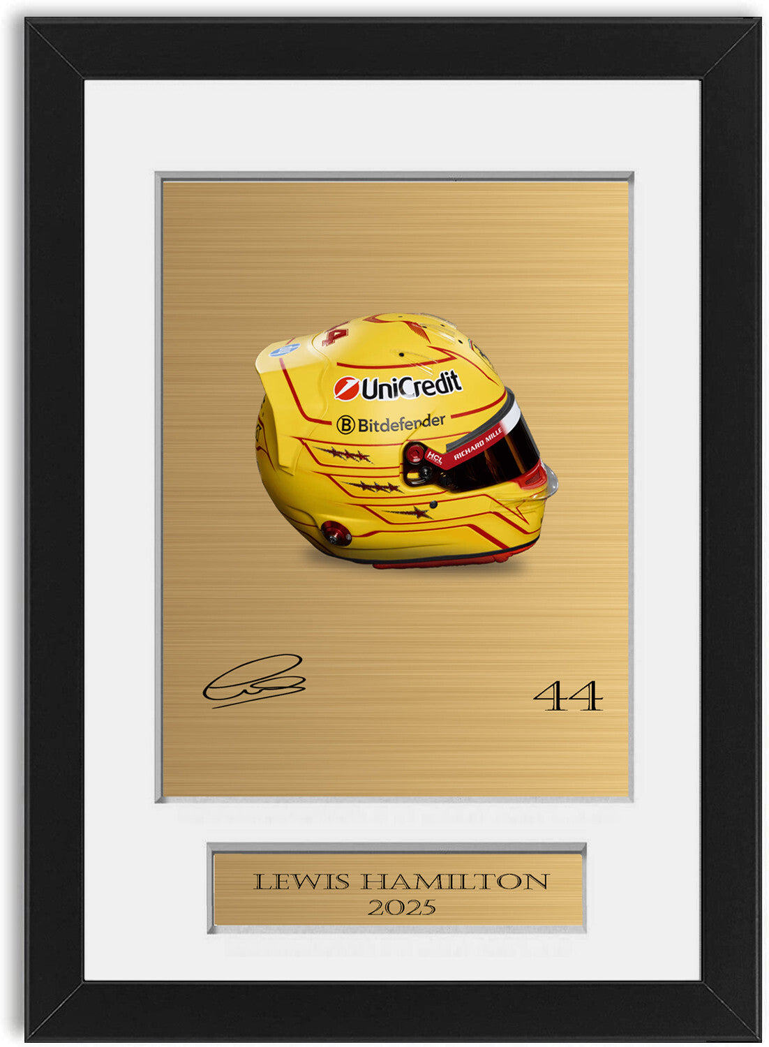 Lewis Hamilton 2025 Helmet For F1 Fans framed print by LJW Prints