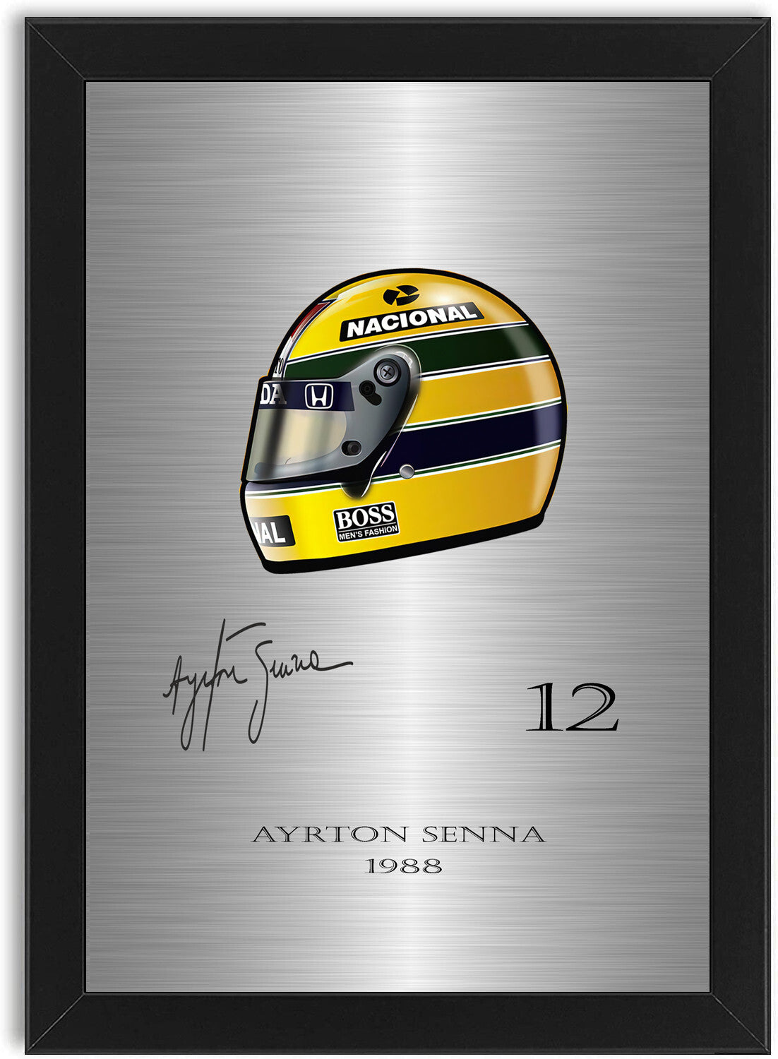 Ayrton Senna 1988 Champion Helmet For Mclaren F1 Fans framed print by LJW Prints
