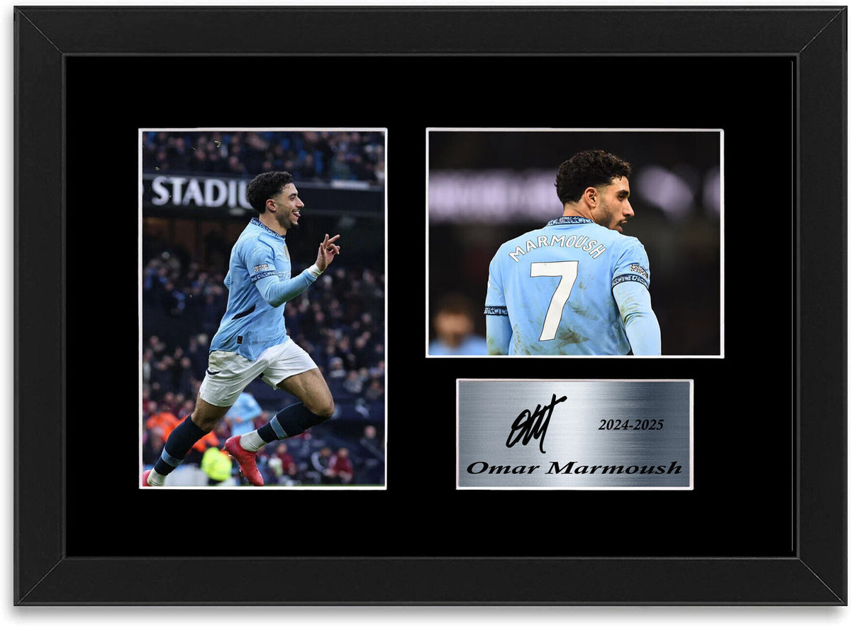 Omar Marmoush Man City Player framed print by LJW Prints