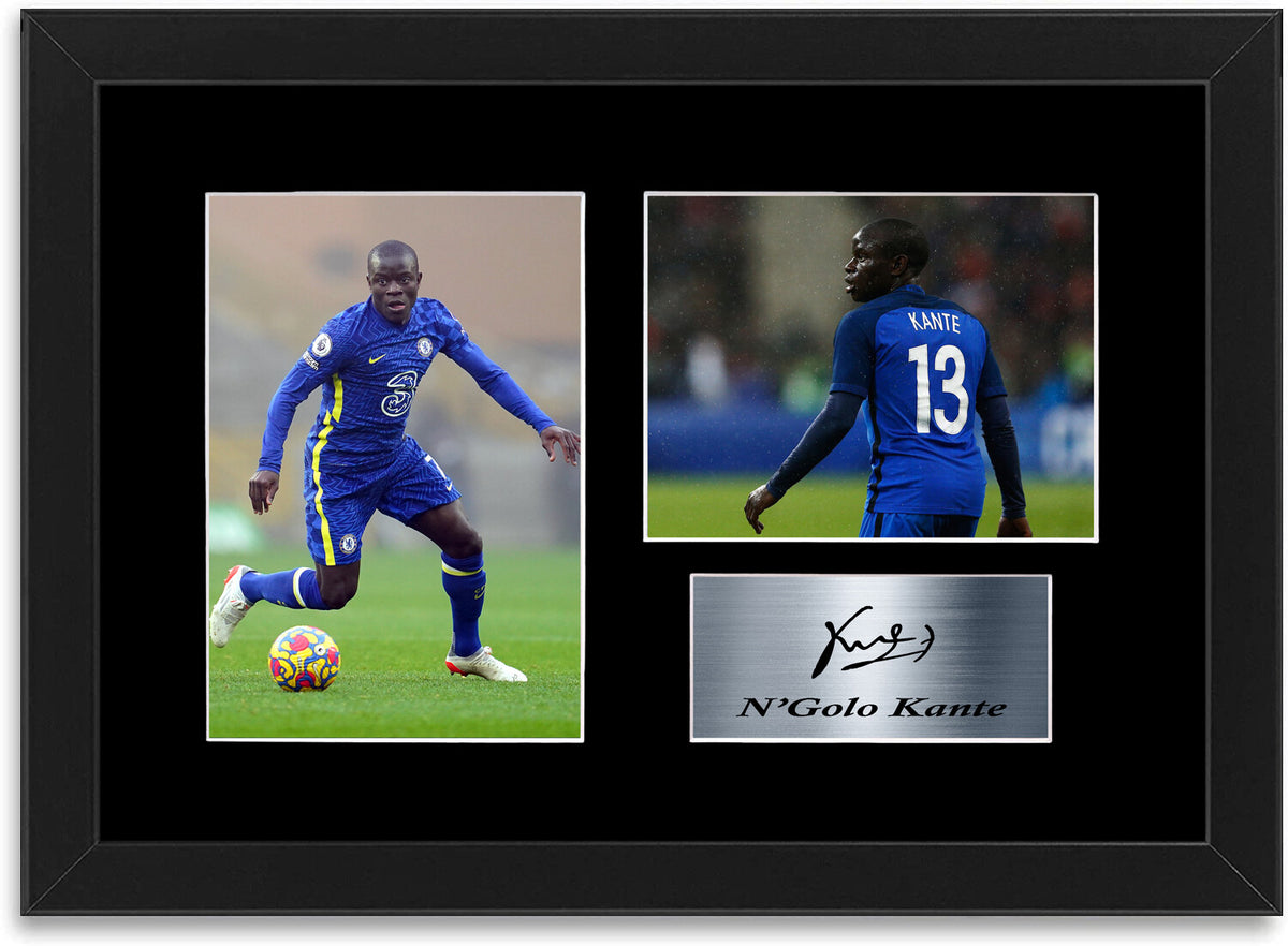 N'Golo Kante Chelsea Player Printed Signed Photo Display Mount Gift A4 Framed