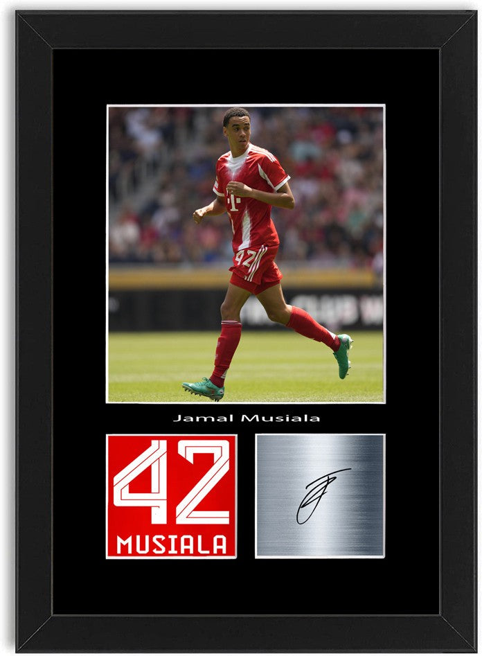 Jamal Musiala Football Player Poster Signed Print Photo A4 Wall Art Framed