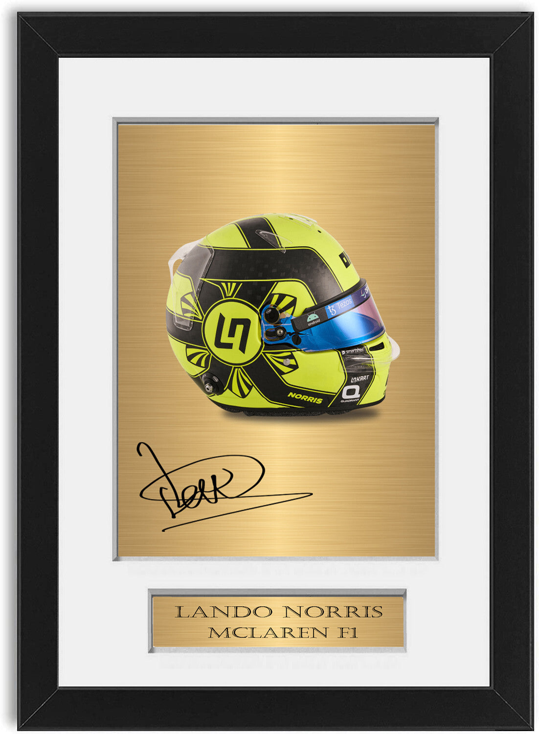 Lando Norris McLaren Formula 1 2023 Helmet Signed Photo Display Mount A4 Framed