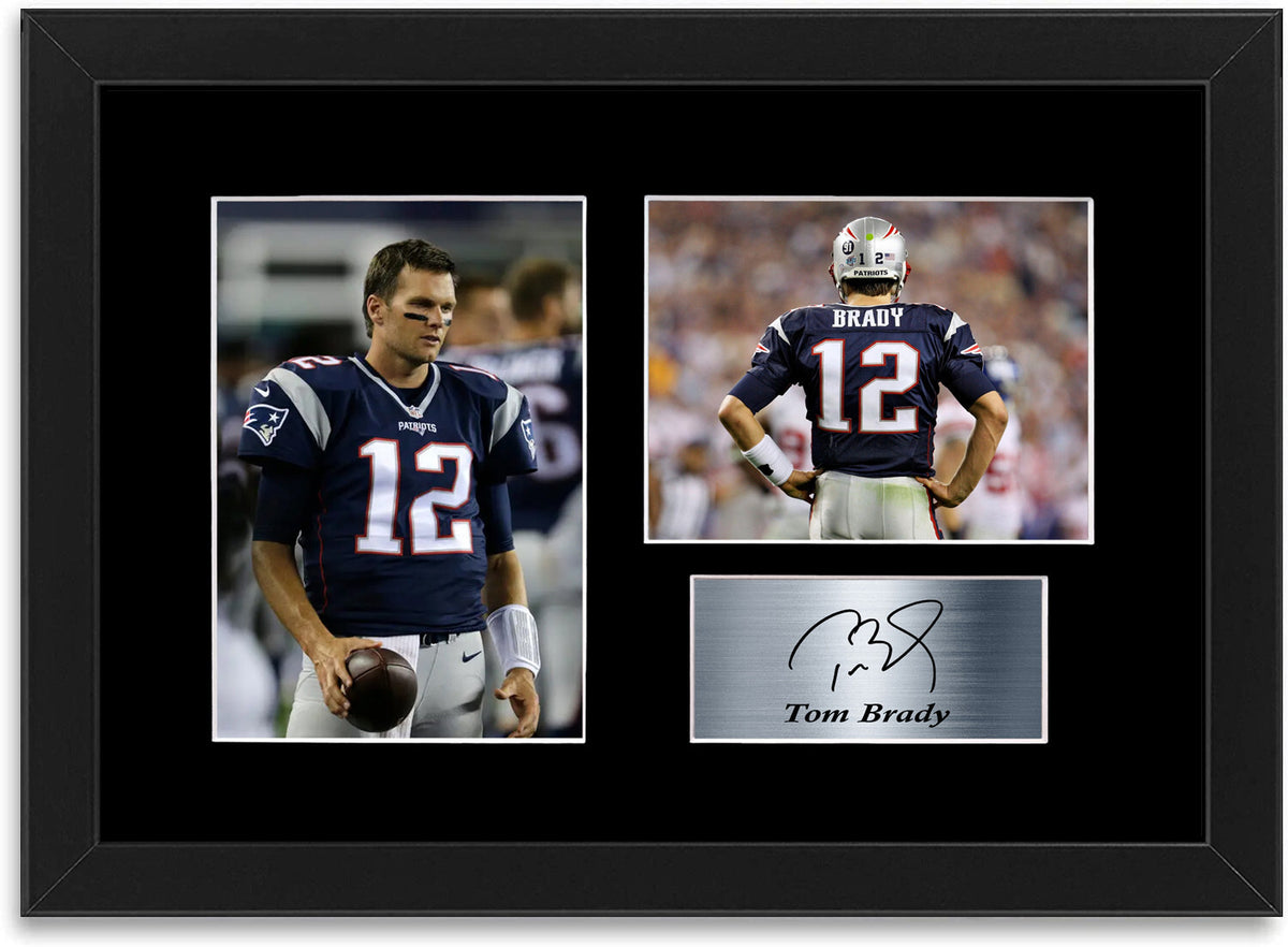 Tom Brady American Football Printed Signed Photo Display Mount Poster A4 Framed