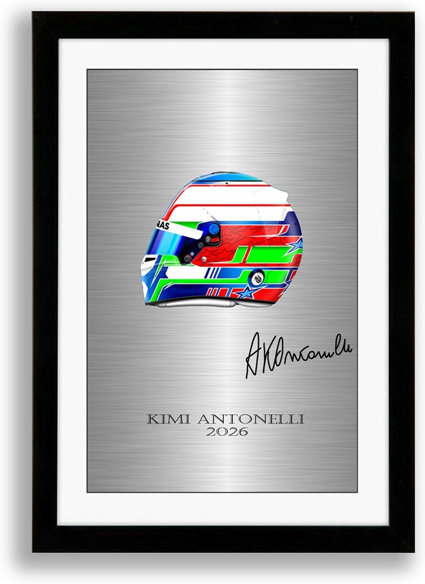 Kimi Antonelli 2026 Helmet Poster Framed Mount Signed Print Gift For F1 Fans