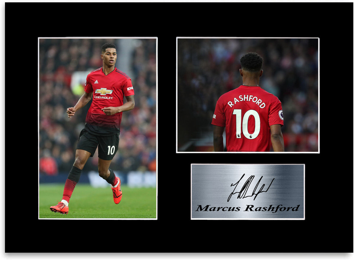 Marcus Rashford Man United Player Poster Signed Photo Display Mount A4 Gift