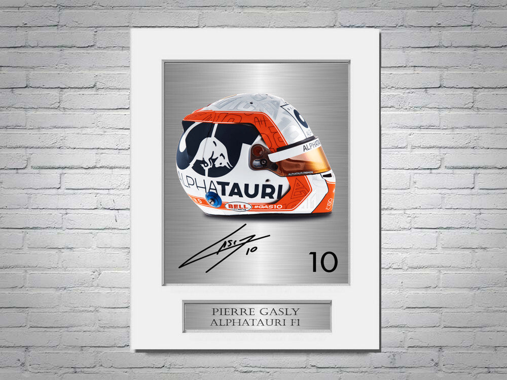 Pierre Gasly Alphatauri F1 Driver 2022 Helmet Signed Photo Display Mount A4