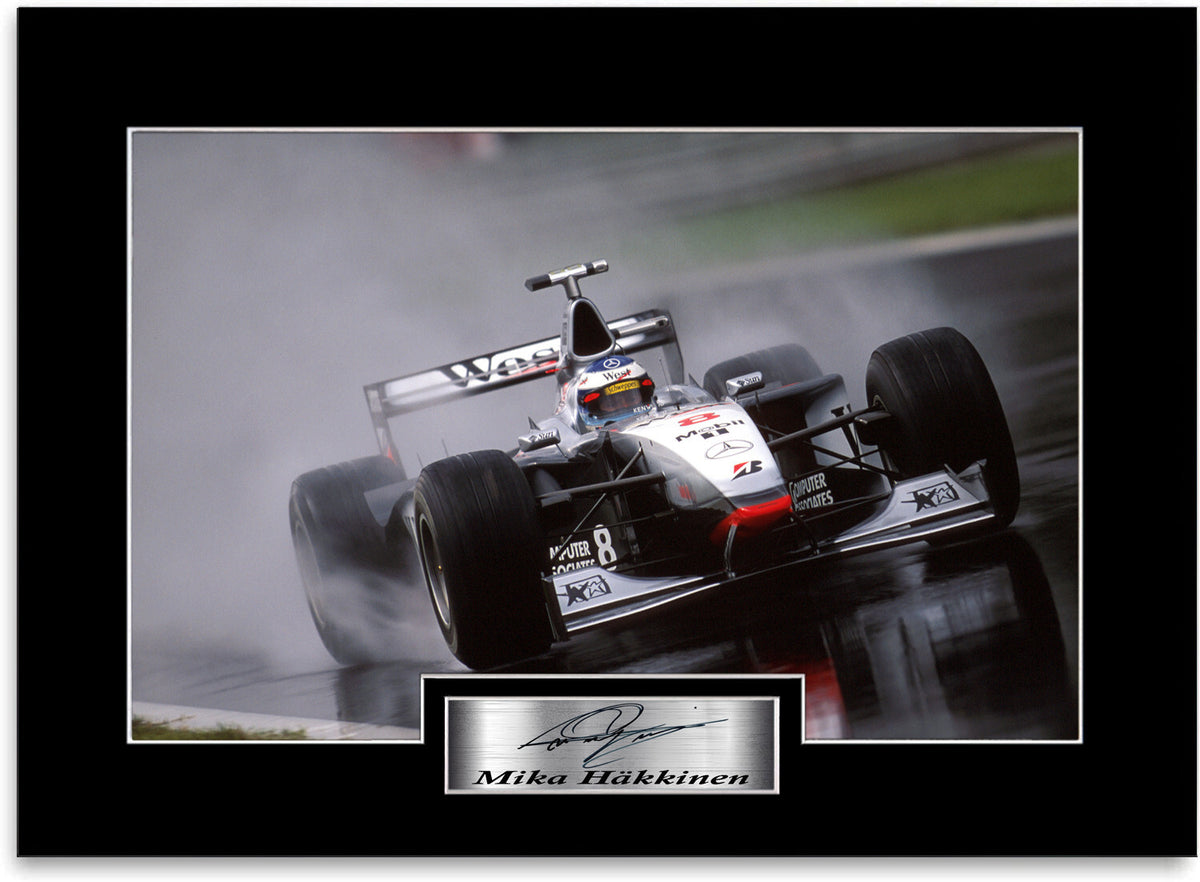 Mika Hakkinen Formula 1 World Champion mounted display by LJW Prints