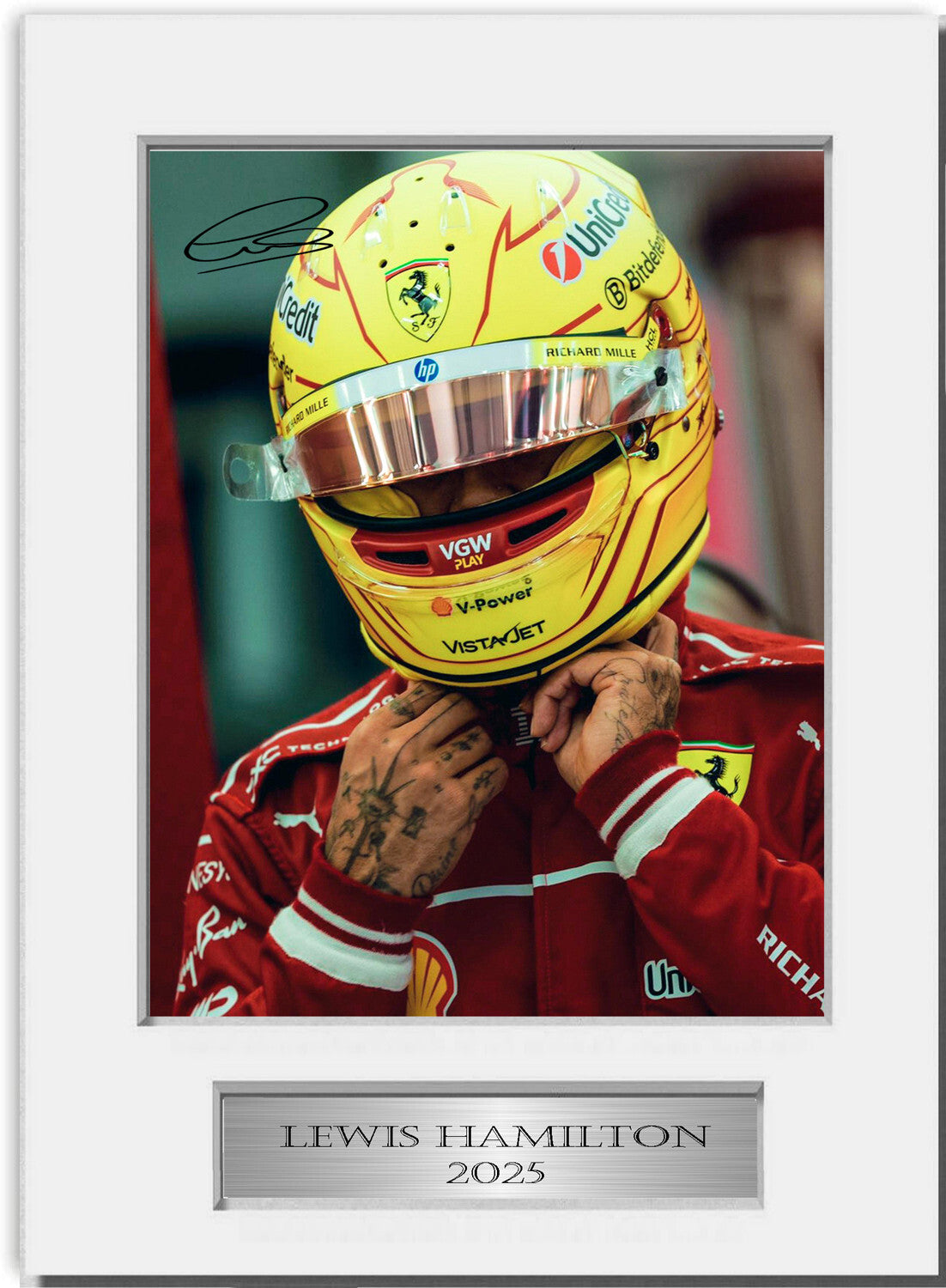 Lewis Hamilton For F1 Fans 2025 mounted display by LJW Prints