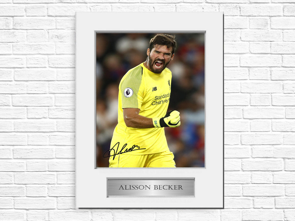 Alisson Becker Liverpool Player A4 Signed Autograph Photo Display Mount 