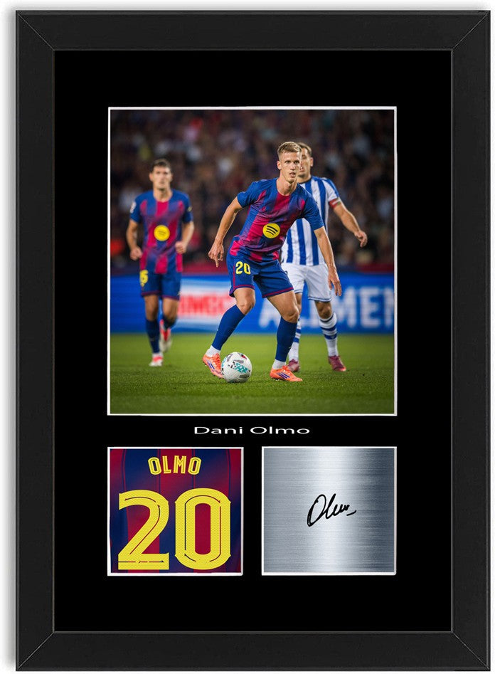 Dani Olmo Football Player Poster Signed Print Photo A4 Wall Art Framed