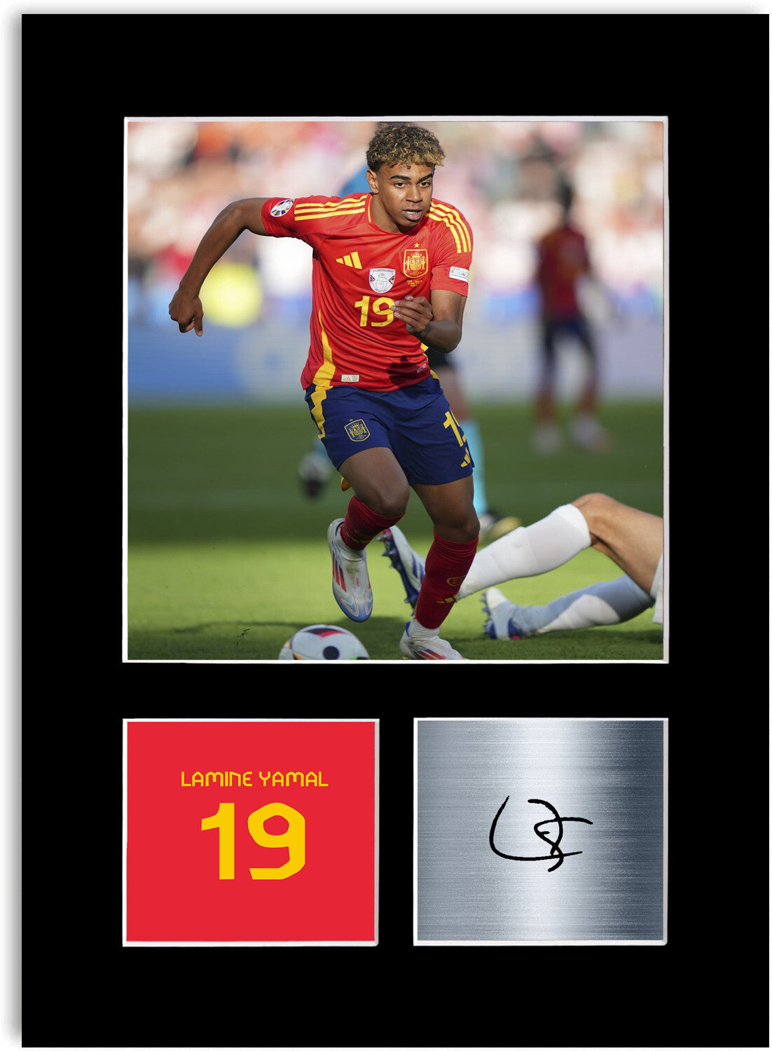 Lamine Yamal Spain Football Player Euro 2024 mounted display by LJW Prints