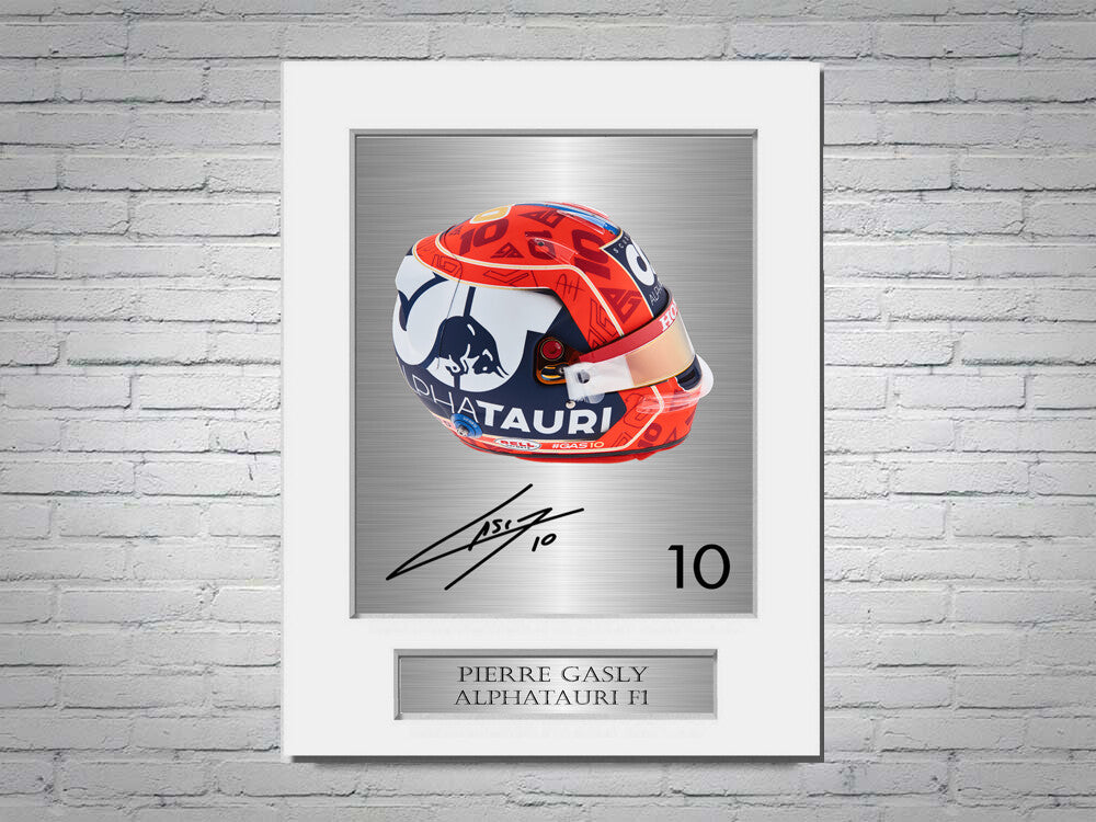 Pierre Gasly Alphatauri F1 Driver 2021 Helmet Signed Photo Display Mount A4 
