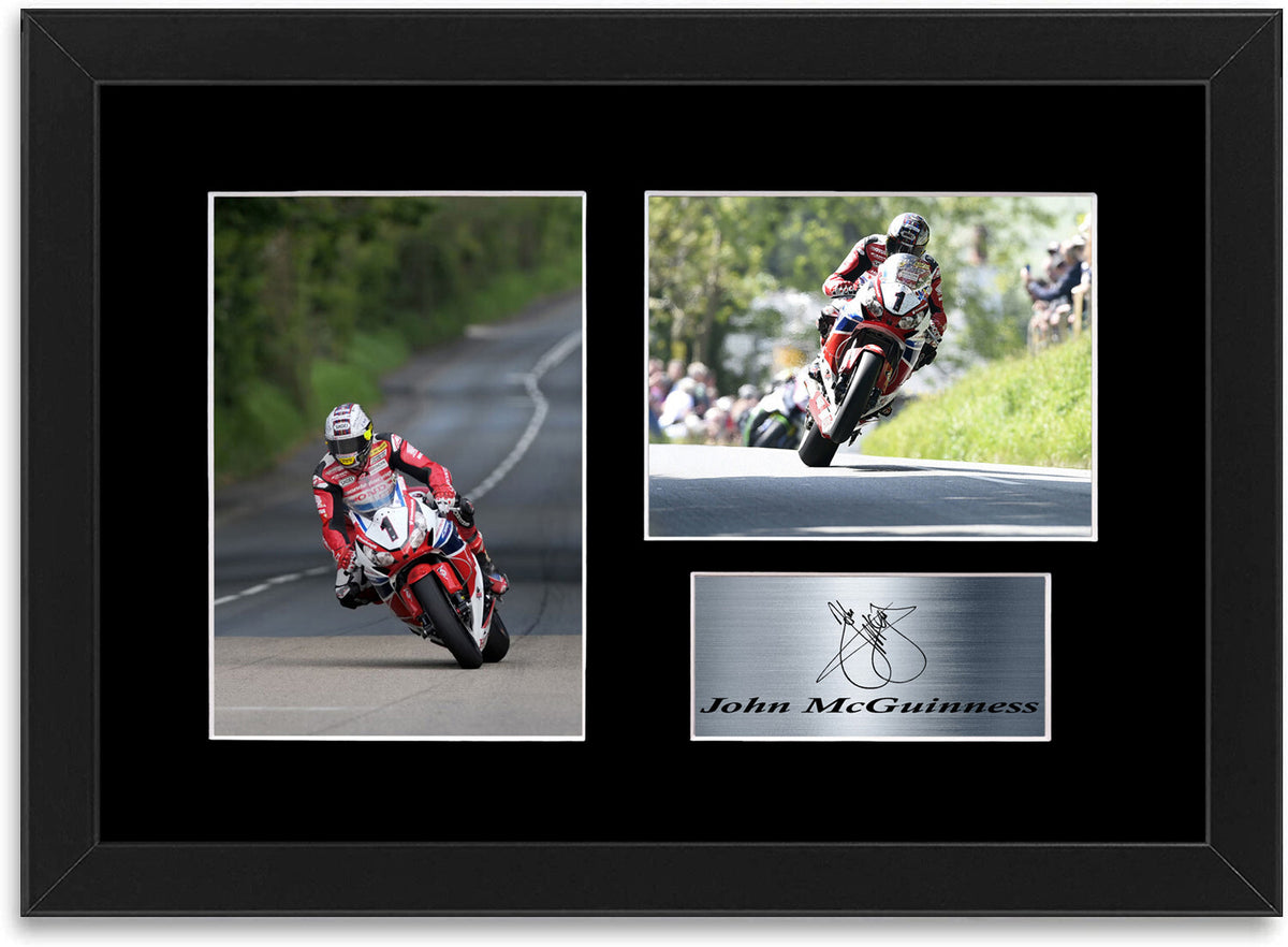 John McGuinness Motorcycle Racer framed print by LJW Prints