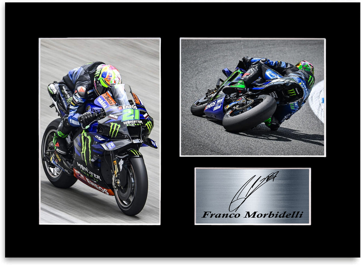 Franco Morbidelli Motorcycle Racer Poster Signed Photo Display Mount A4