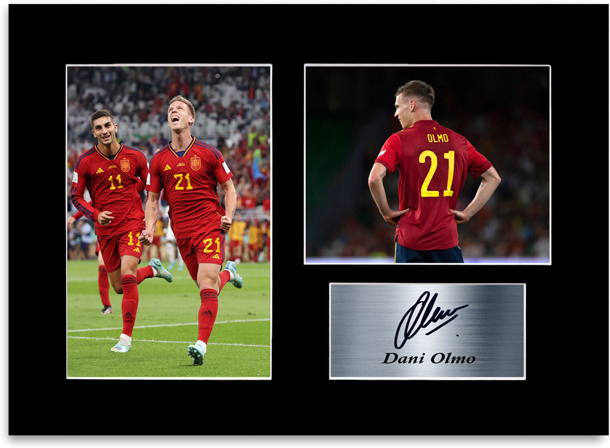 Dani Olmo Spain Football Player A4 Printed Signed Photo Display Mount Gift