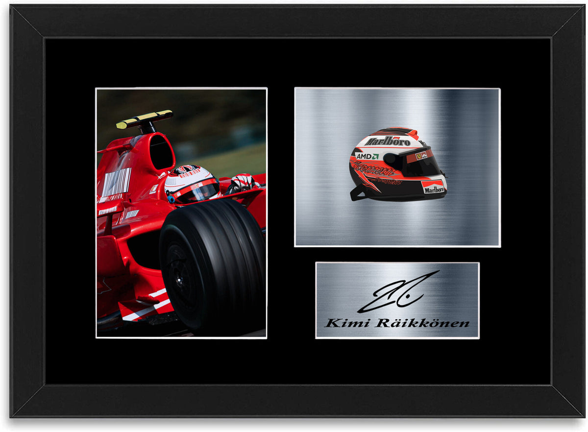 Kimi Räikkönen Formula 1 2007 World Champion Helmet framed print by LJW Prints