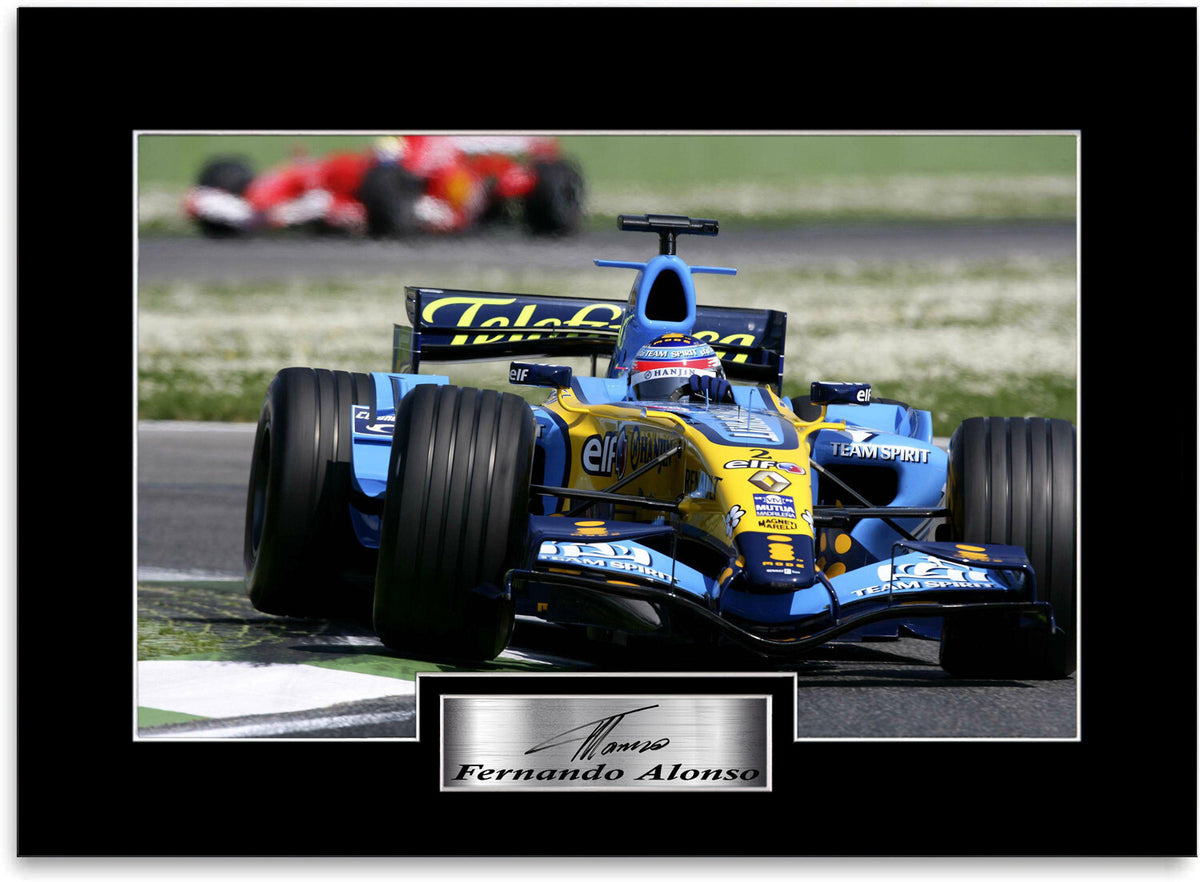 Fernando Alonso 2 Times F1 World Champion mounted display by LJW Prints