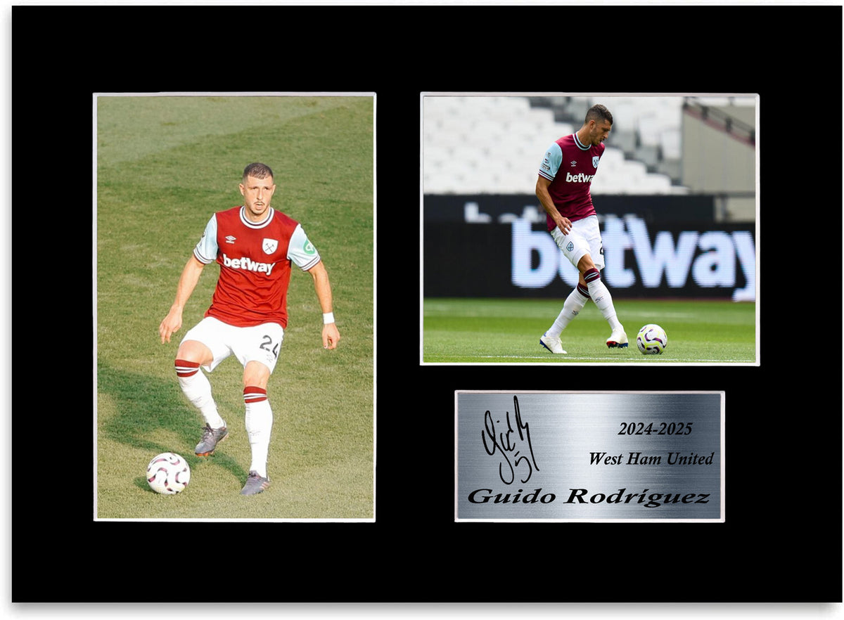 Guido Rodriguez West Ham Player mounted display by LJW Prints