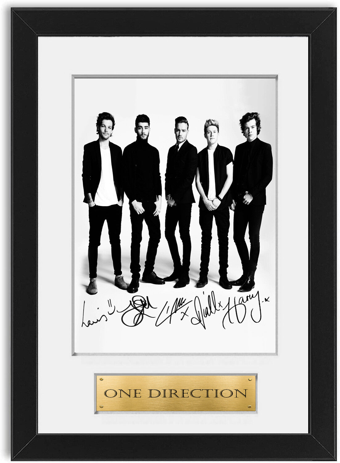One Direction A4 Signed Autograph Photo Display Mount Poster Framed Black