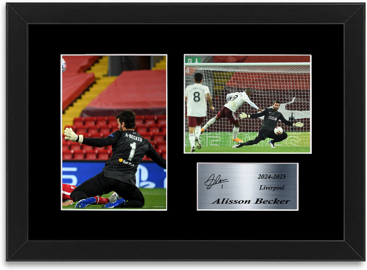 Alisson Becker Liverpool Player framed print by LJW Prints