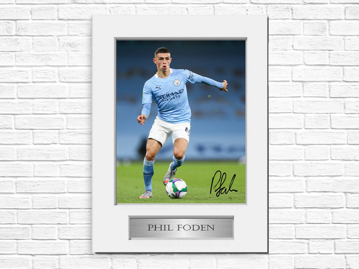 Phil Foden Man City Player A4 Signed Photo Display Mount Gift