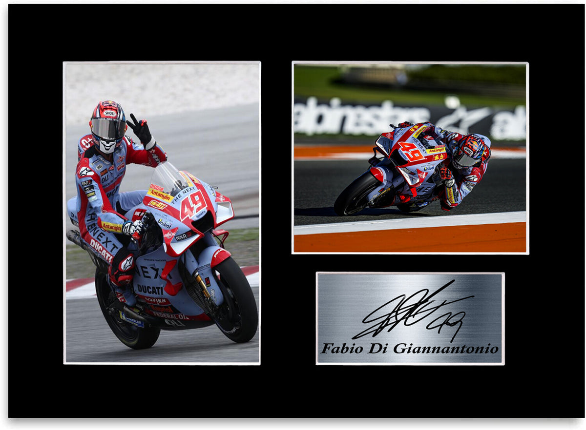 Fabio Di Giannantonio Motorcycle Racer Poster Signed Photo Display Mount A4