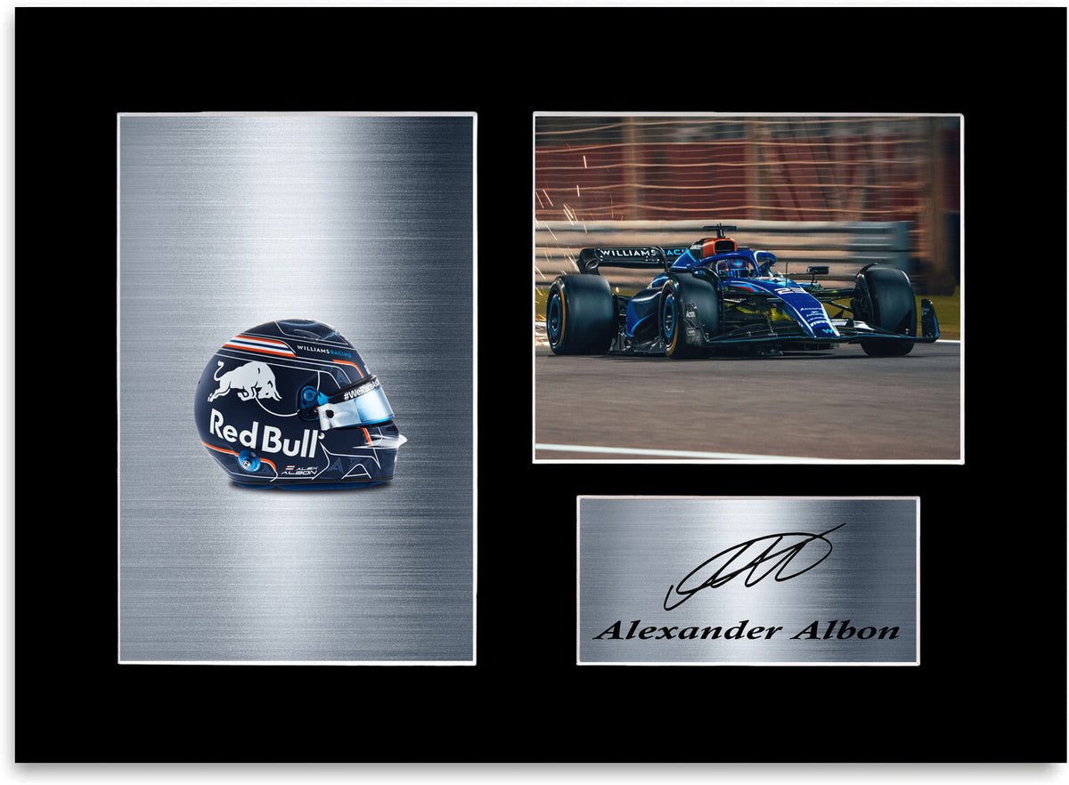 Alexander Albon Formula 1 Driver 2023 Helmet Signed Photo Display Mount A4