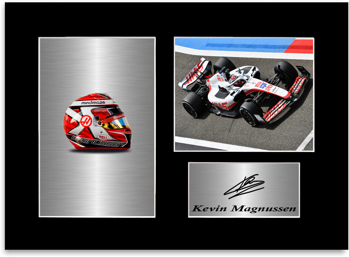 Kevin Magnussen 2022 Car Helmet Signed Photo Display Mount A4 For F1 Racing Fans