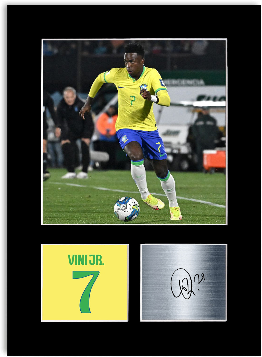 Vinicius Jr Vini Junior Brazil Football Player mounted display by LJW Prints