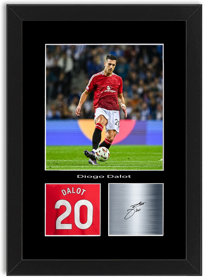 Diogo Dalot Football Player Poster Signed Print Photo A4 Wall Art Framed