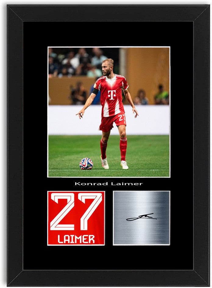Konrad Laimer Football Player Poster Signed Print Photo A4 Wall Art Framed