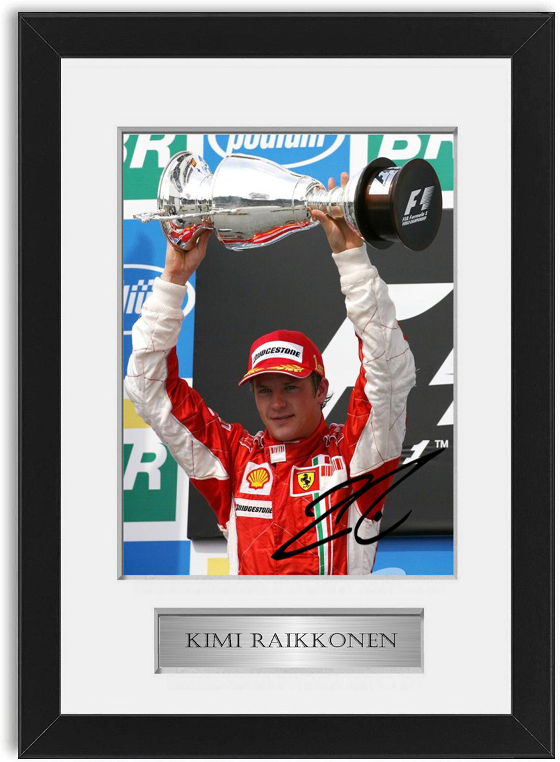 Kimi Raikkonen Formula 1 World Champion Signed Photo Display Poster A4 Framed