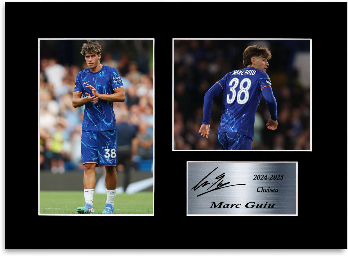 Marc Guiu Chelsea Player mounted display by LJW Prints