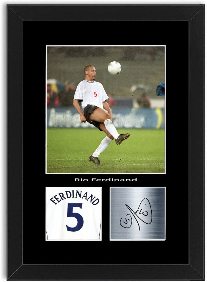 Rio Ferdinand England Football Poster Signed Print Photo A4 Wall Art Framed