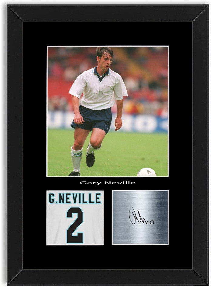 Gary Neville England Football Poster Signed Print Photo A4 Wall Art Framed